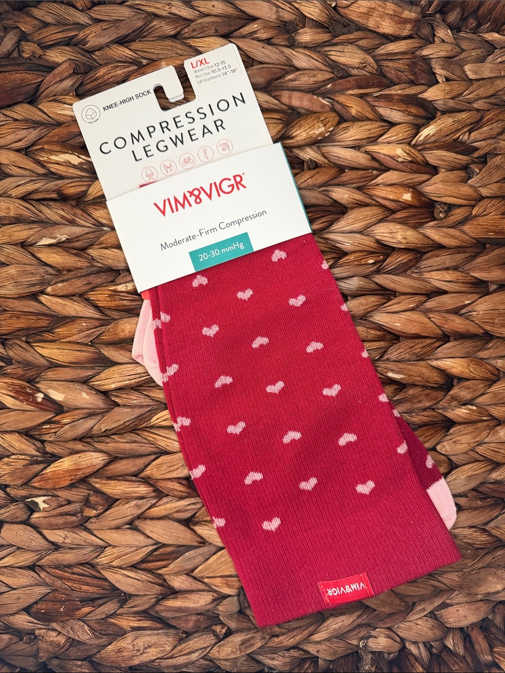Vim & Vigr Red Compression Legwear Knee-High Socks - Moderate-Firm